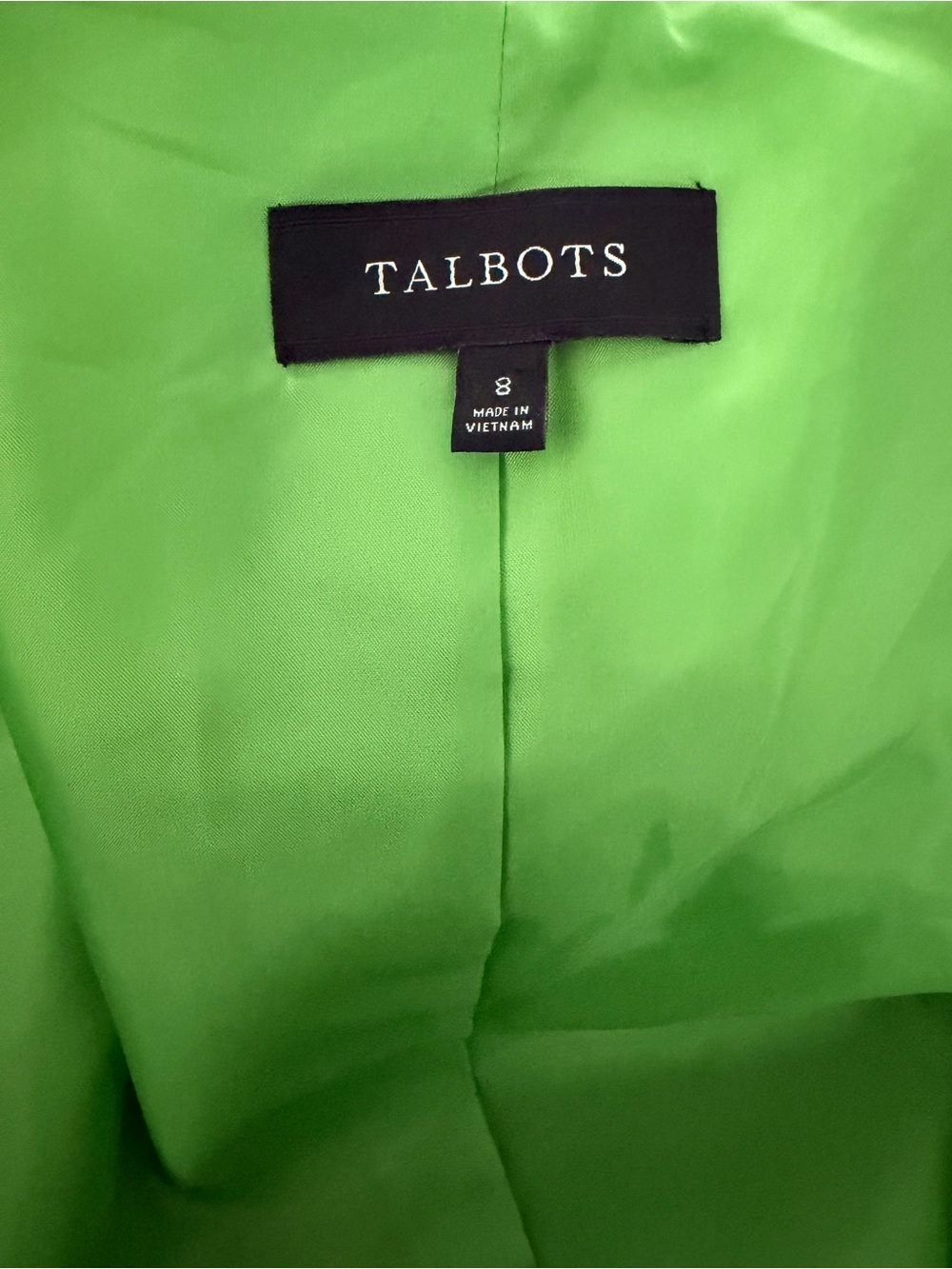 Talbots Lime/Apple Green 100% Cotton Blazer Size 8 Two Button Tailored Jacket - Picture 8 of 14